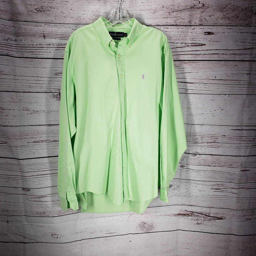 Polo Ralph Lauren Mint Green 100%Cotton long sleeve Button down Size XXL